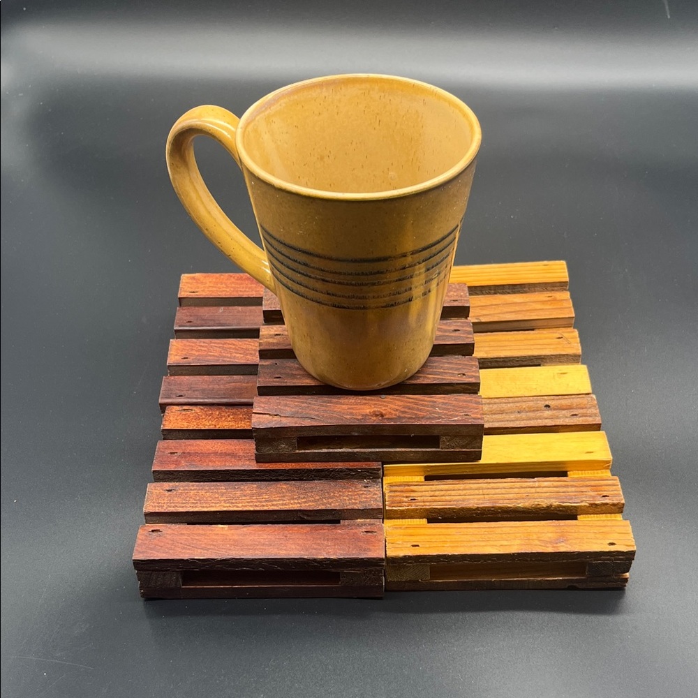Set Of 5 Hardwood Mini Wood Pallet Coasters Pinterest Unique Gift Handmade 4x4x1